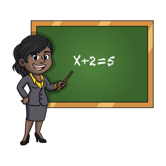 African american female math teacher. PNG - JPG and vector EPS (infinitely scalable).
