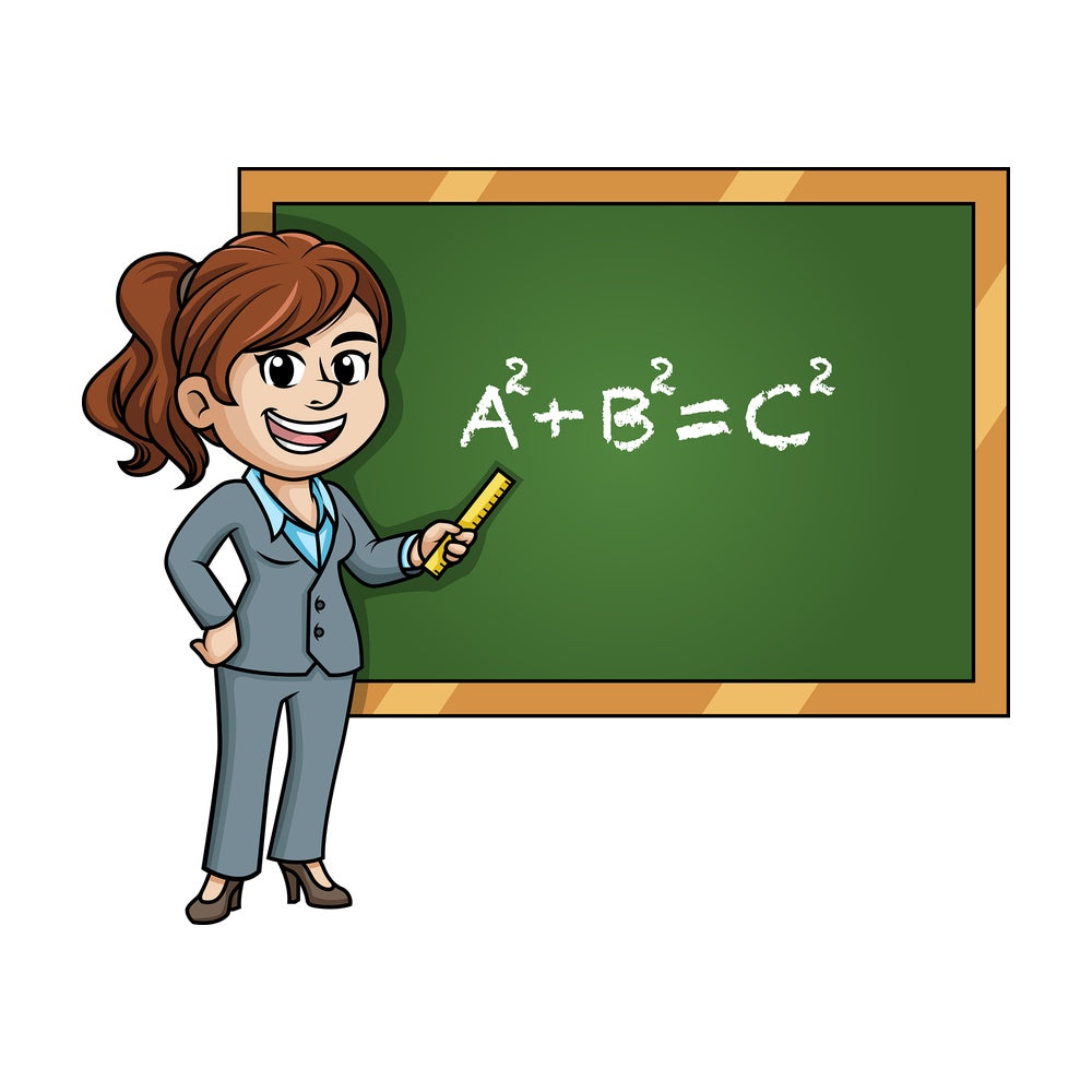 Female geometry teacher. PNG - JPG and vector EPS (infinitely scalable).