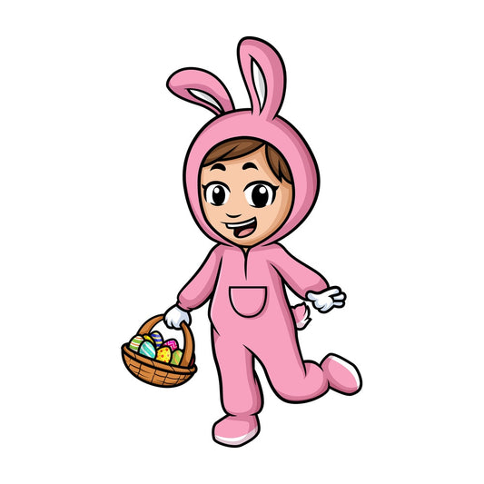 Little girl holding basket with easter eggs. PNG - JPG and vector EPS (infinitely scalable).