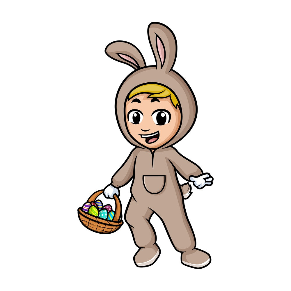 Little boy holding basket with easter eggs. PNG - JPG and vector EPS (infinitely scalable).