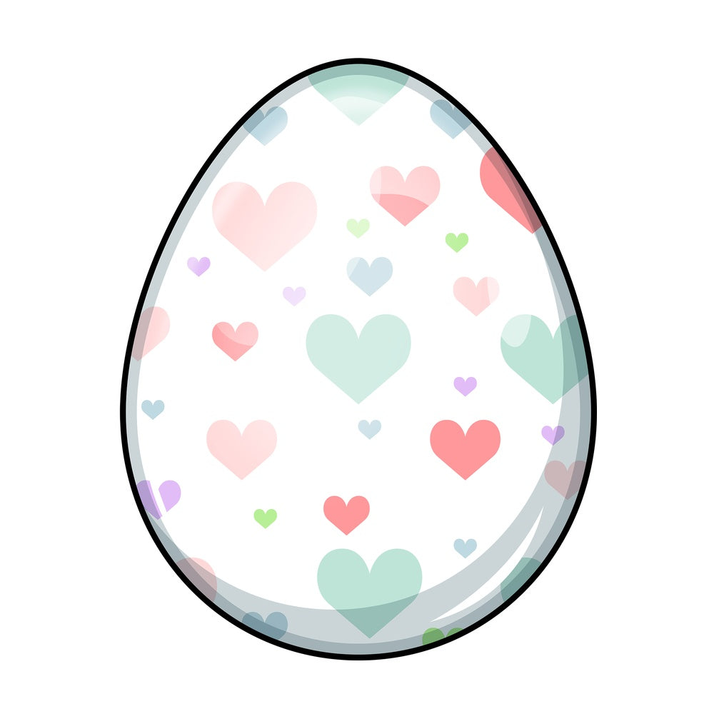 Easter egg with hearts. PNG - JPG and vector EPS (infinitely scalable). Image isolated on transparent background.
