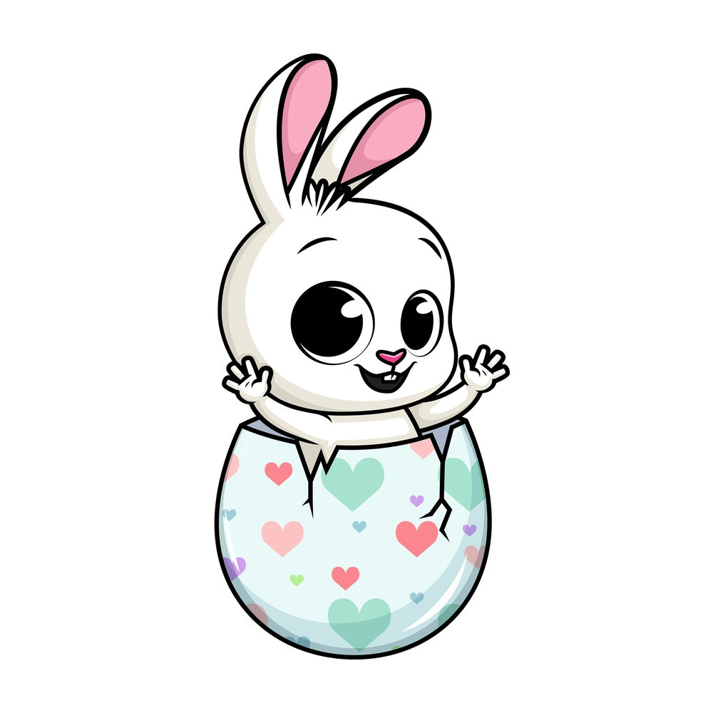 Easter bunny in eggshell. PNG - JPG and vector EPS (infinitely scalable). Image isolated on transparent background.