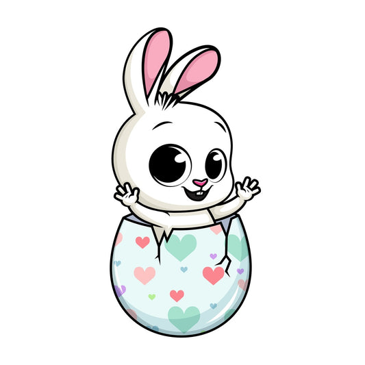 Easter bunny in eggshell. PNG - JPG and vector EPS (infinitely scalable). Image isolated on transparent background.