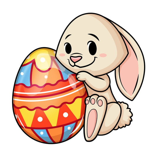 Shy easter bunny. PNG - JPG and vector EPS (infinitely scalable). Image isolated on transparent background.
