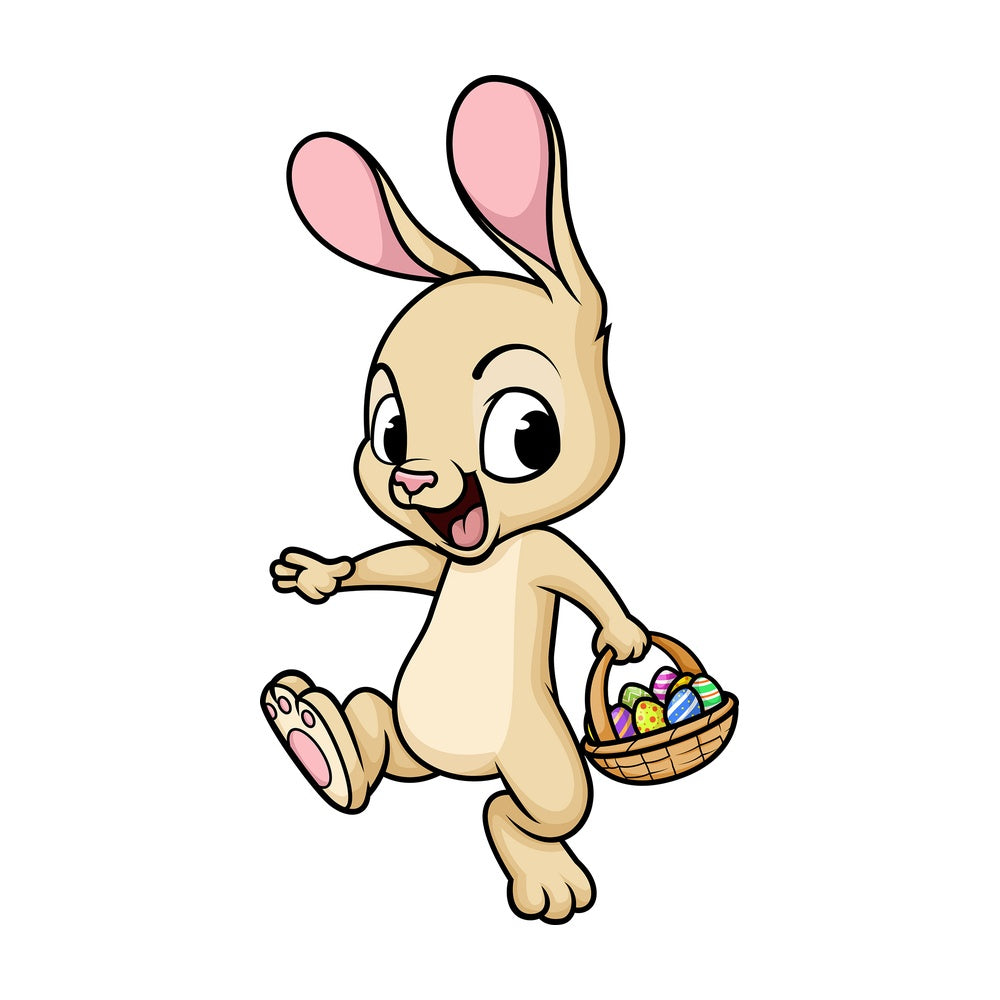 Easter bunny with basket of eggs. PNG - JPG and vector EPS (infinitely scalable). Image isolated on transparent background.