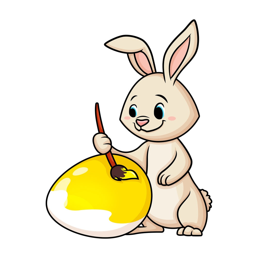 Easter bunny painting egg. PNG - JPG and vector EPS (infinitely scalable).