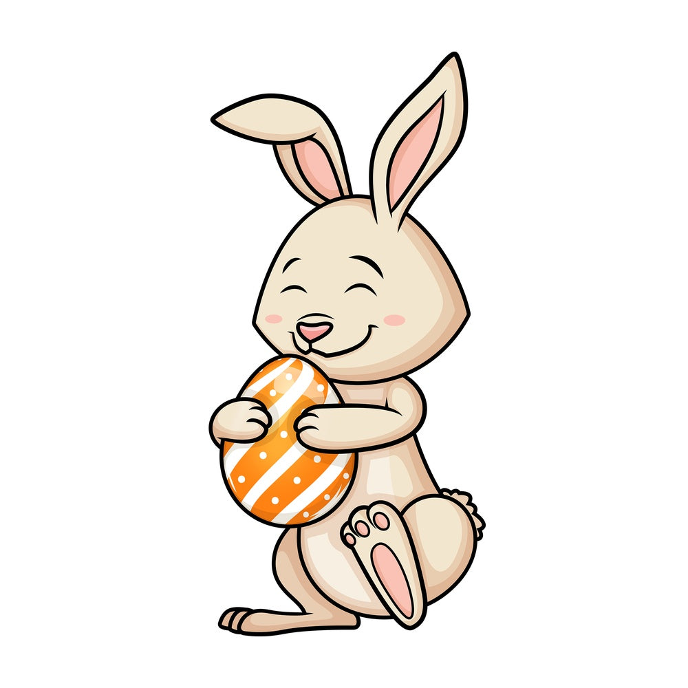 Easter bunny hugging Easter egg. PNG - JPG and vector EPS (infinitely scalable).