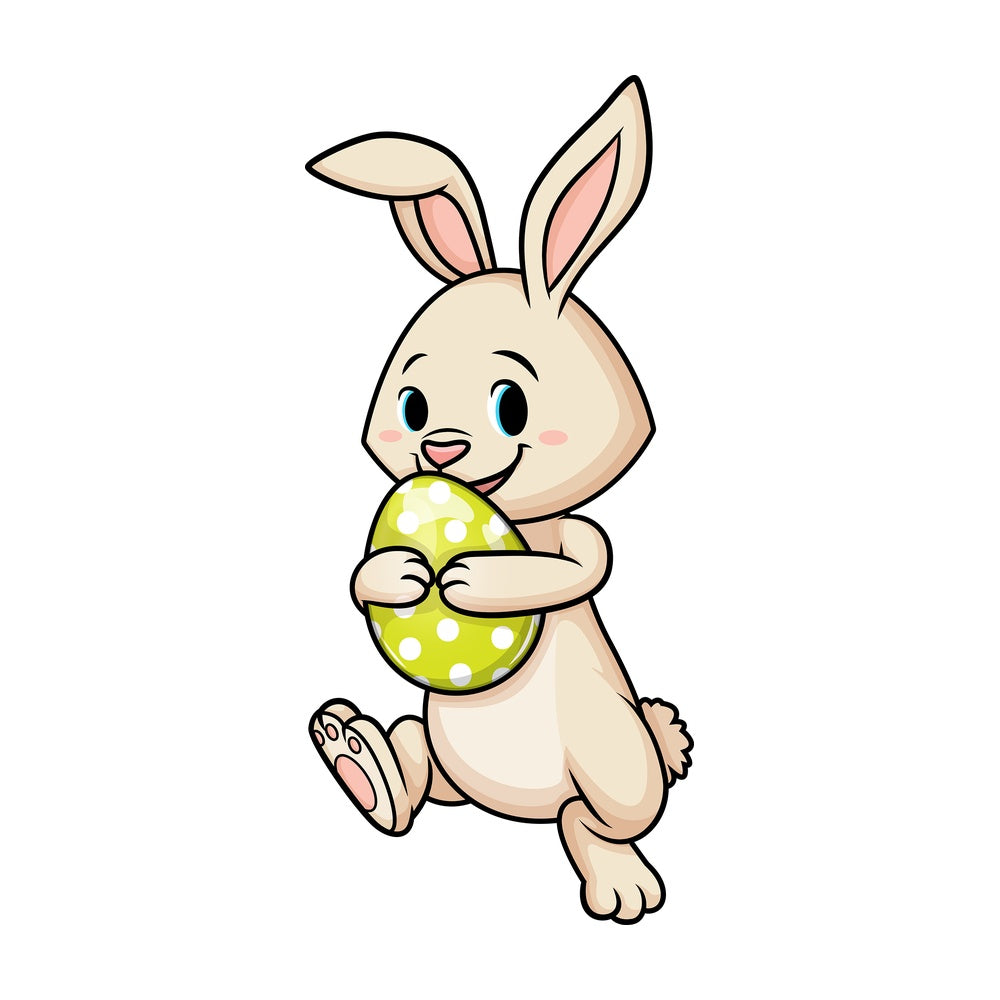 Joyful easter bunny with egg. PNG - JPG and vector EPS (infinitely scalable).
