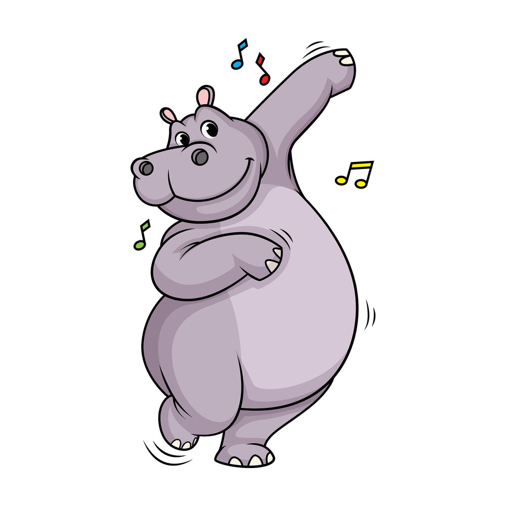 Hippo dancing. PNG - JPG and vector EPS (infinitely scalable).