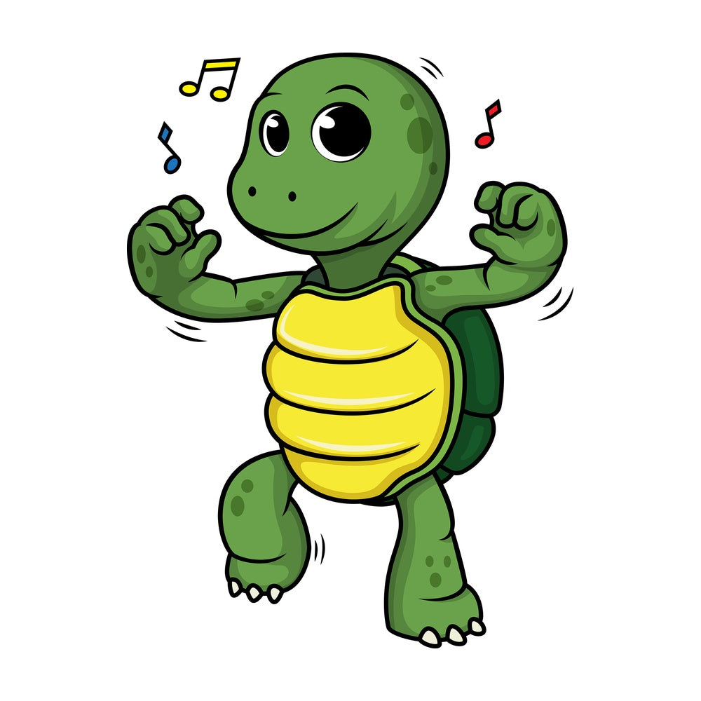 Turtle dancing. PNG - JPG and vector EPS (infinitely scalable).
