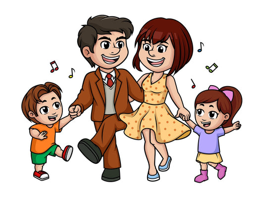 Family dancing. PNG - JPG and vector EPS (infinitely scalable).
