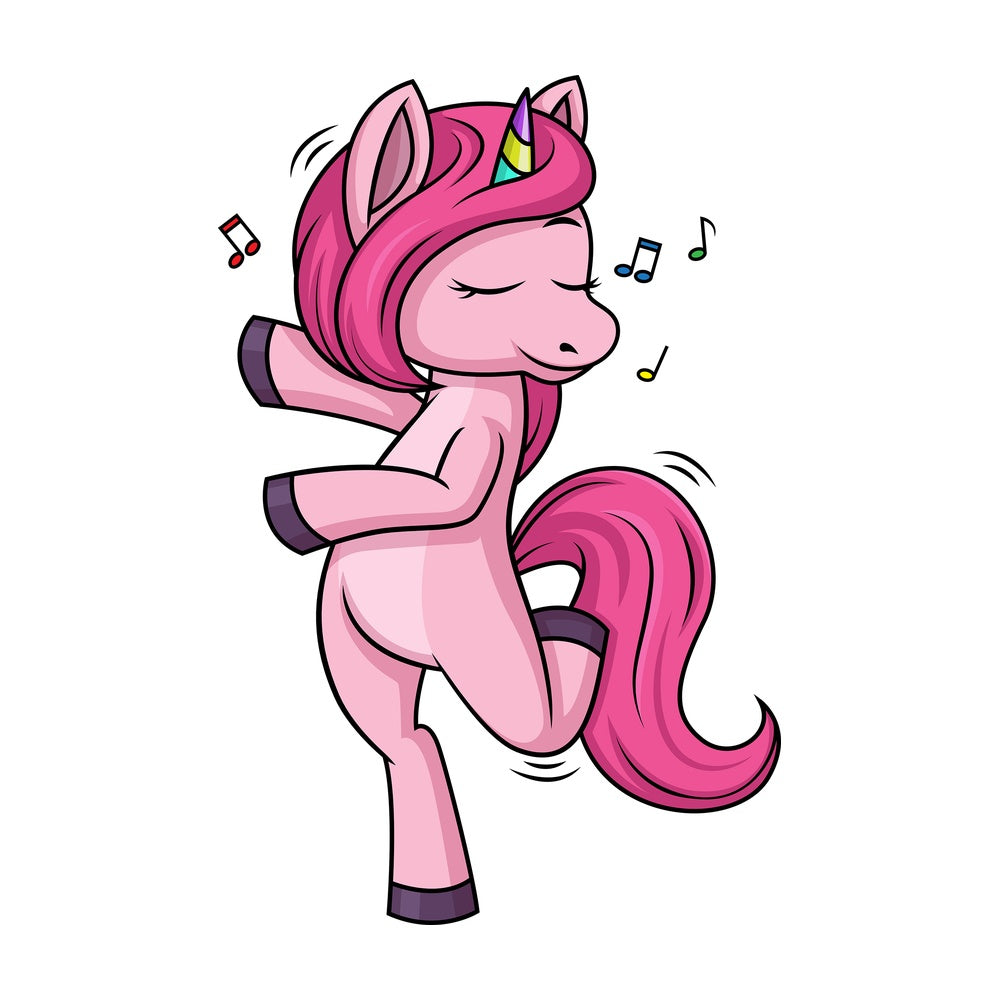 Unicorn dancing. PNG - JPG and vector EPS (infinitely scalable).