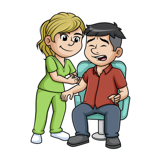 Man getting a vaccine. PNG - JPG and vector EPS (infinitely scalable).