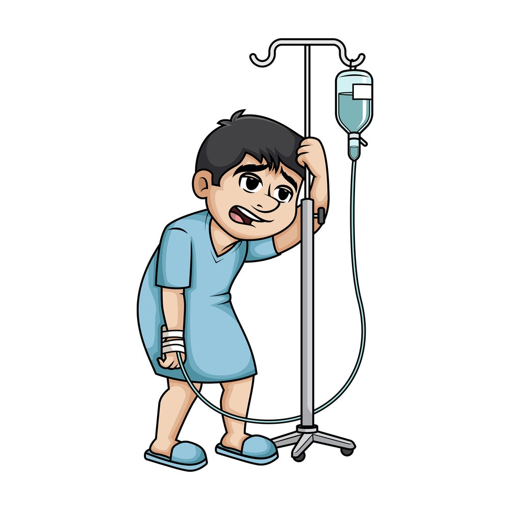 Man walking with iv stand. PNG - JPG and vector EPS (infinitely scalable).