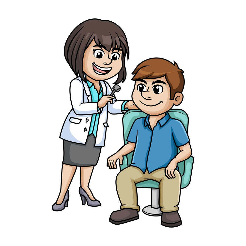 Otolaryngologist examining a patient. PNG - JPG and vector EPS (infinitely scalable).