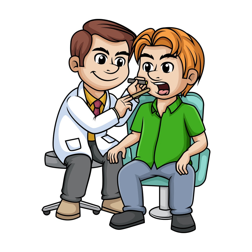 Doctor checking the throat of a patient. PNG - JPG and vector EPS (infinitely scalable).
