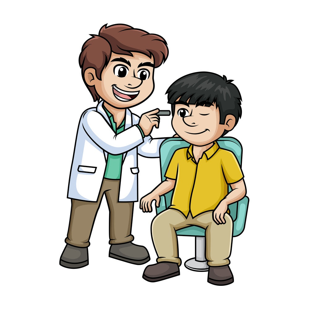 Ophthalmologist examining a patient. PNG - JPG and vector EPS (infinitely scalable).