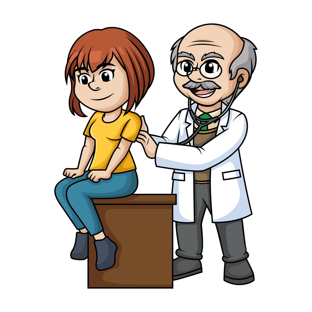 Woman getting a checkup. PNG - JPG and vector EPS (infinitely scalable).