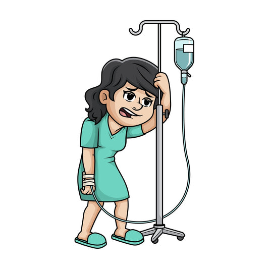 Woman with an iv stand. PNG - JPG and vector EPS (infinitely scalable).