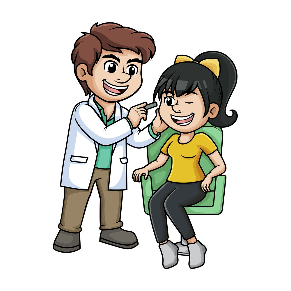 Woman getting her eyes checked. PNG - JPG and vector EPS (infinitely scalable).