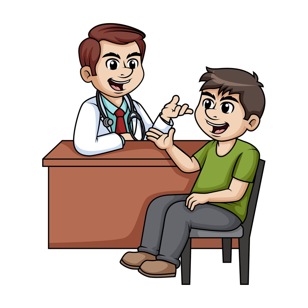 Man discussing with doctor. PNG - JPG and vector EPS (infinitely scalable).
