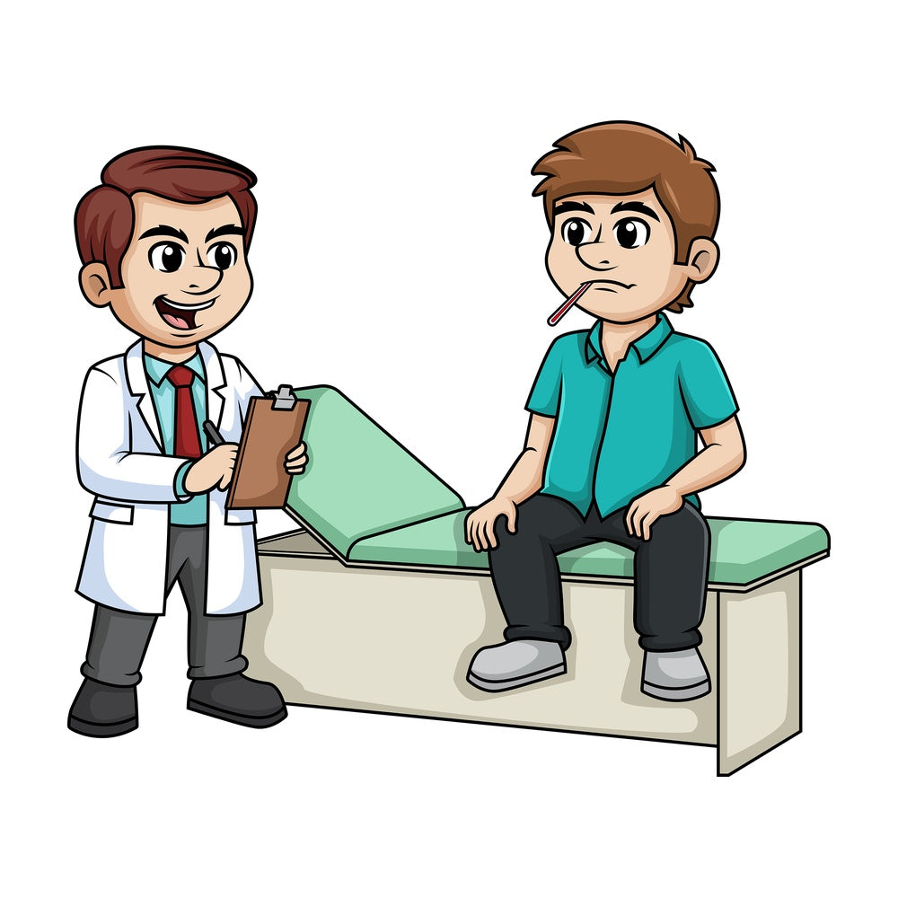 Ill man at the doctor. PNG - JPG and vector EPS (infinitely scalable).