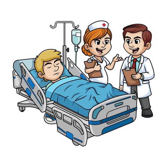 Doctor and nurse visiting patient. PNG - JPG and vector EPS (infinitely scalable).