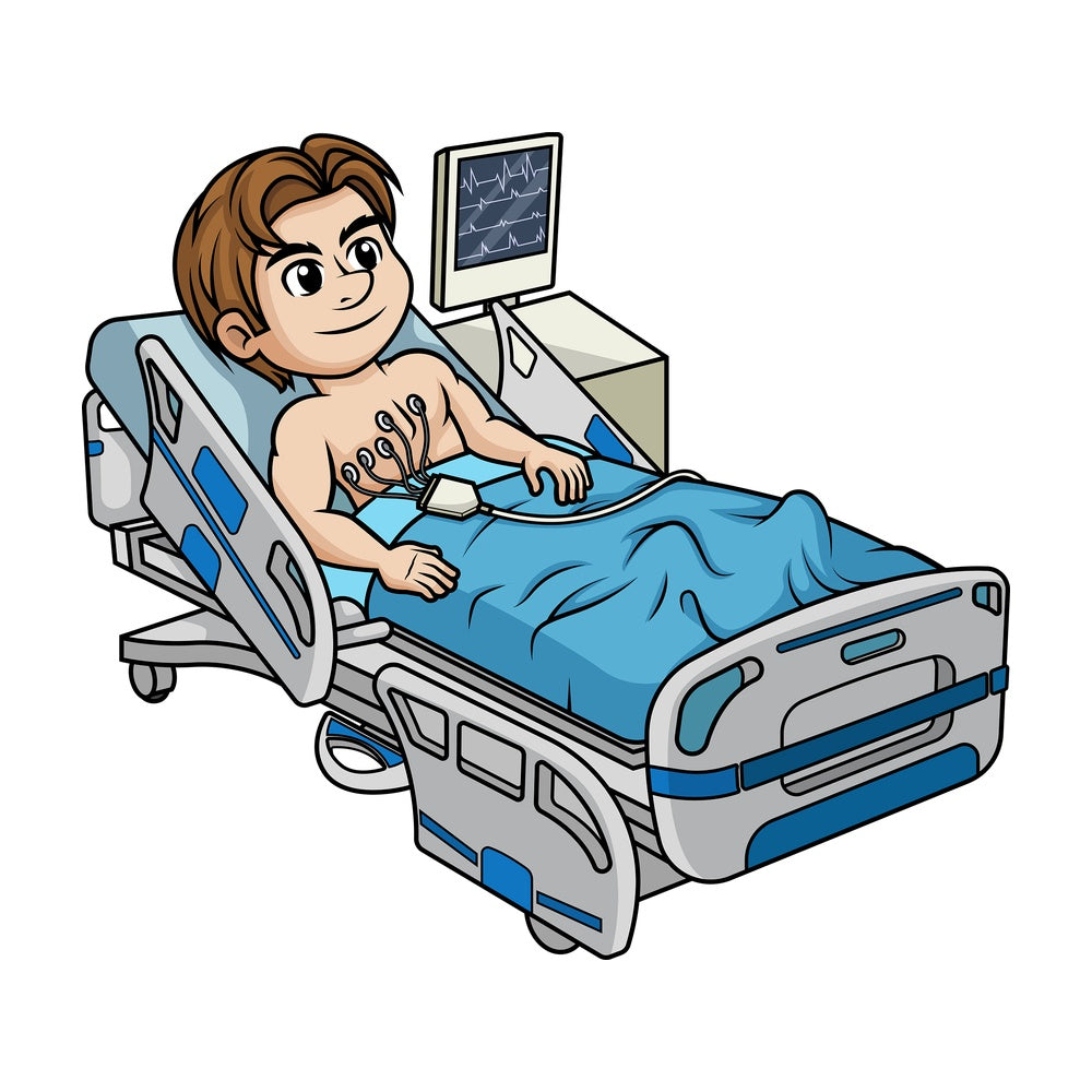 Man undergoing an ecg. PNG - JPG and vector EPS (infinitely scalable).