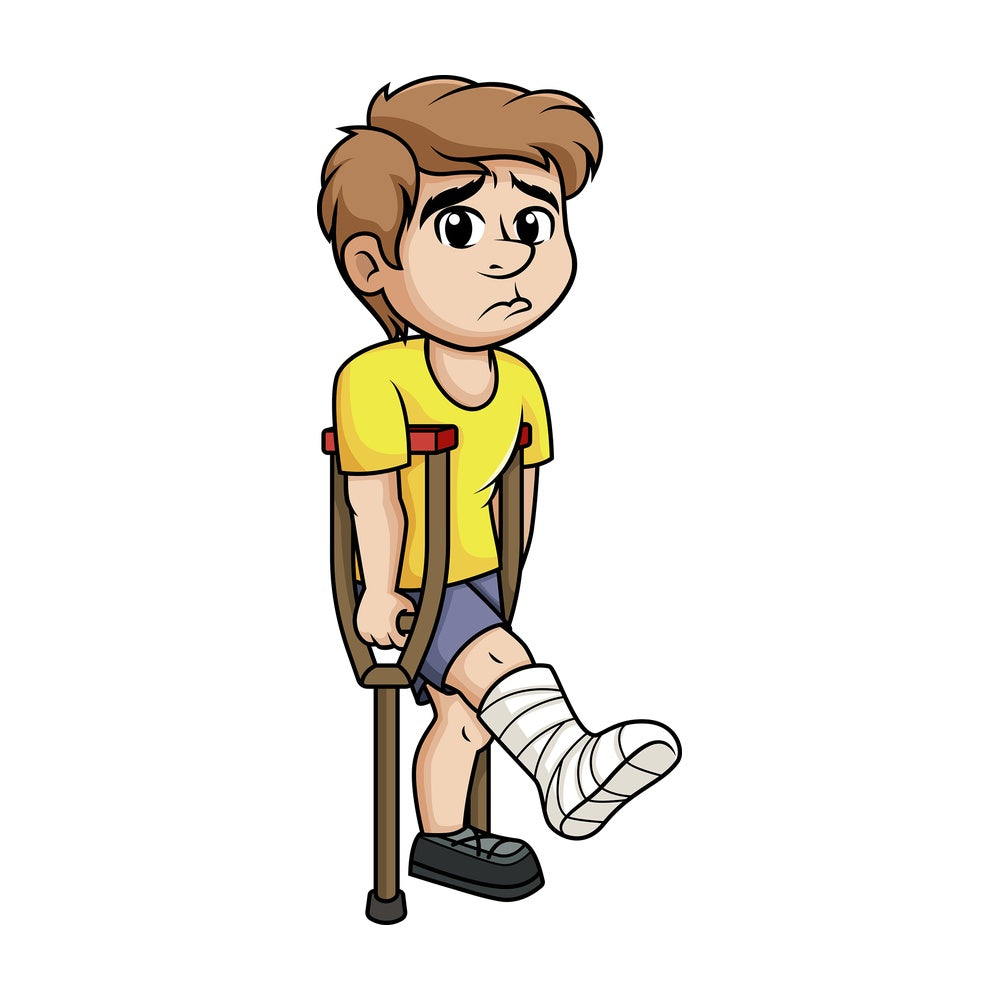 Injured man with crutches. PNG - JPG and vector EPS (infinitely scalable).