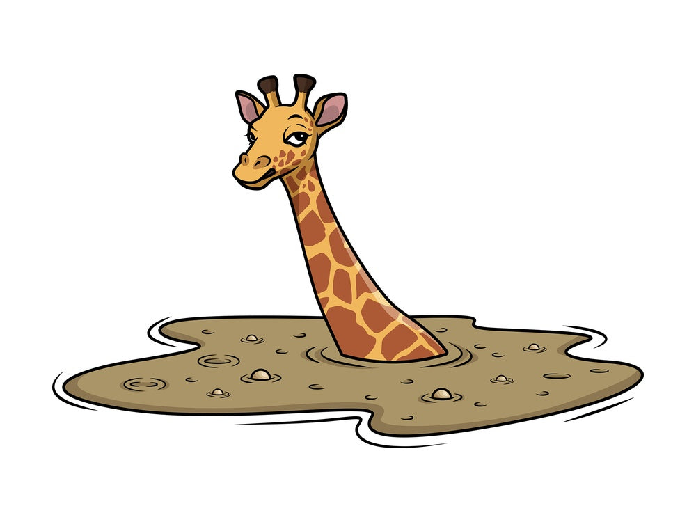 Giraffe in quicksand. PNG - JPG and vector EPS (infinitely scalable).