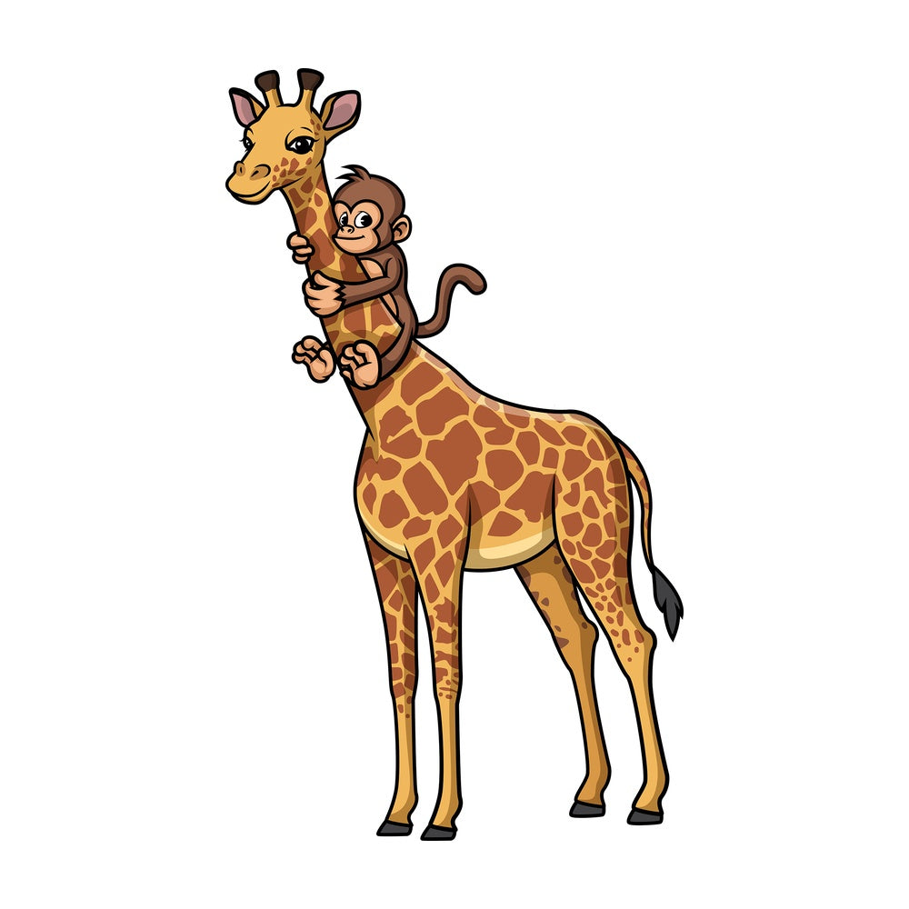 Giraffe and monkey. PNG - JPG and vector EPS (infinitely scalable).