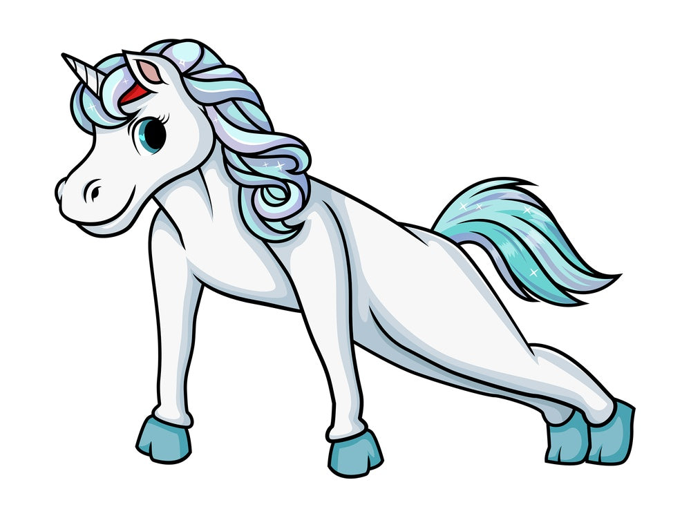 Unicorn doing push ups. PNG - JPG and vector EPS (infinitely scalable).