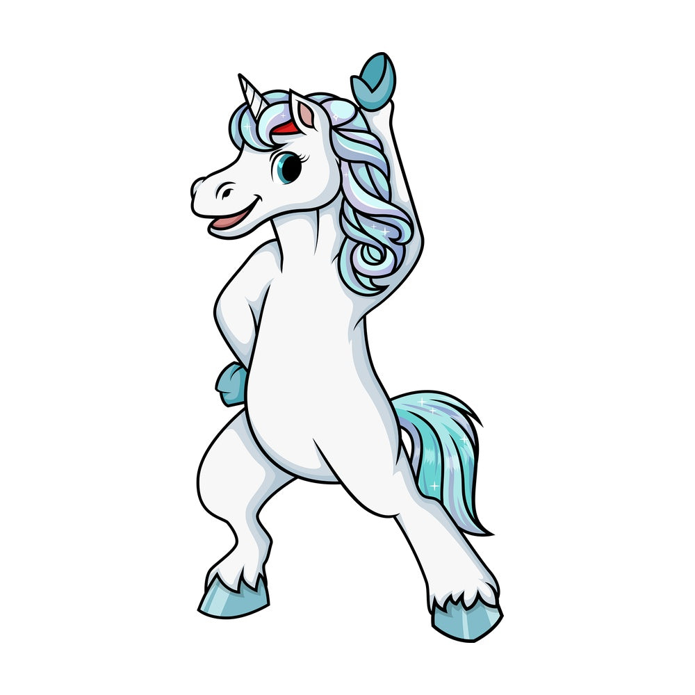 Unicorn doing stretches. PNG - JPG and vector EPS (infinitely scalable).