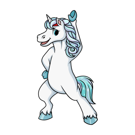 Unicorn doing stretches. PNG - JPG and vector EPS (infinitely scalable).