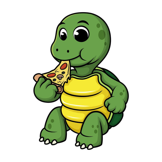 Turtle eating pizza. PNG - JPG and vector EPS (infinitely scalable).