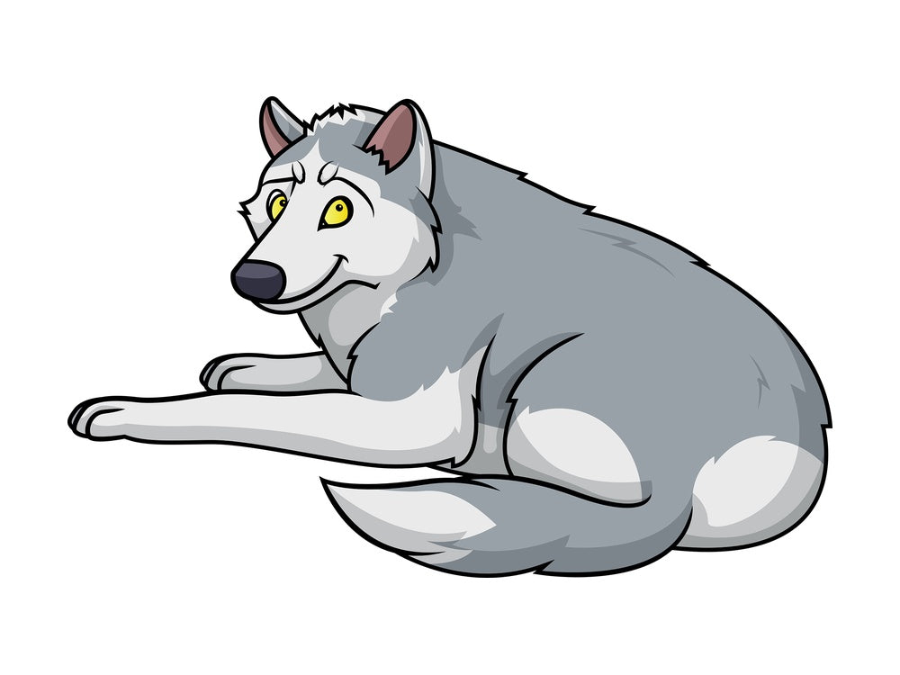 Wolf laying down. PNG - JPG and vector EPS (infinitely scalable).