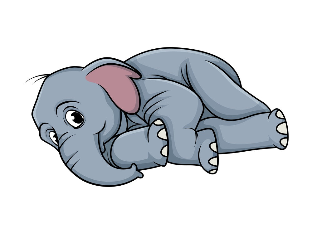 Elephant rolling around. PNG - JPG and vector EPS (infinitely scalable).