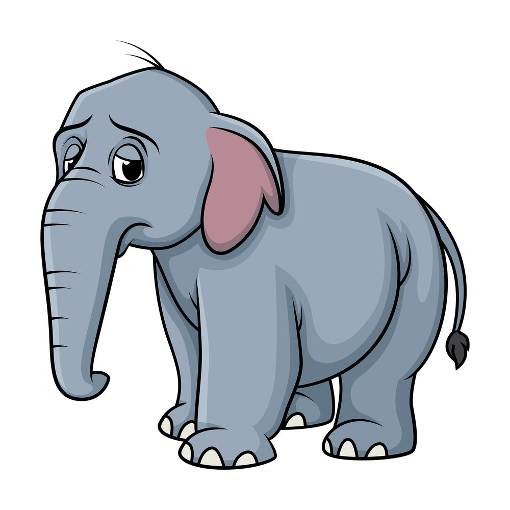 Sad elephant. PNG - JPG and vector EPS (infinitely scalable).