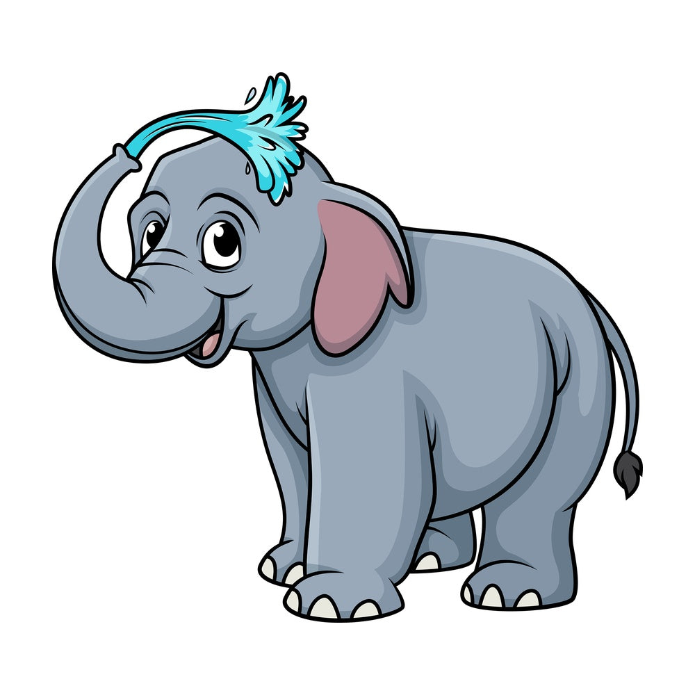 Elephant showering. PNG - JPG and vector EPS (infinitely scalable).