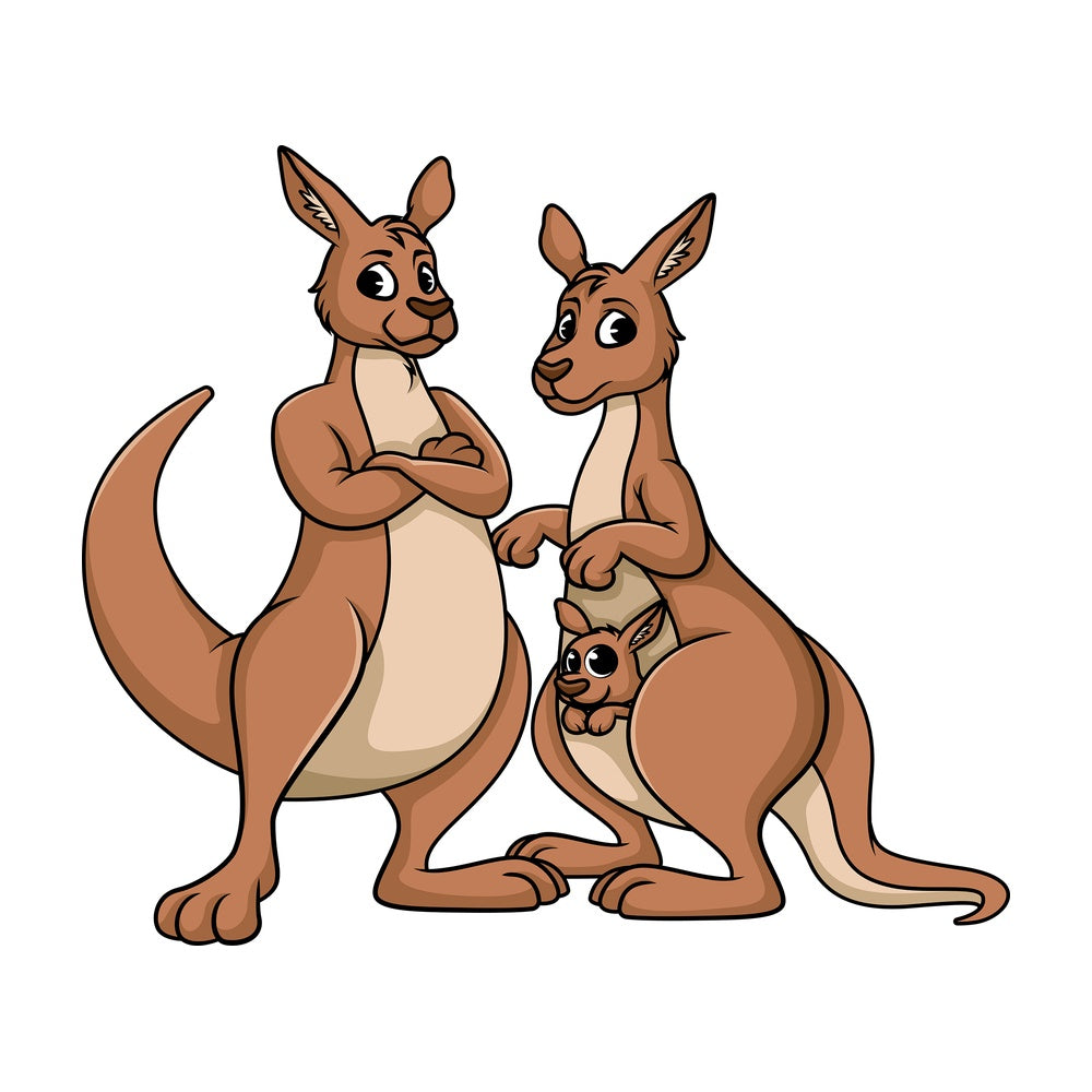 Kangaroo family. PNG - JPG and vector EPS (infinitely scalable).