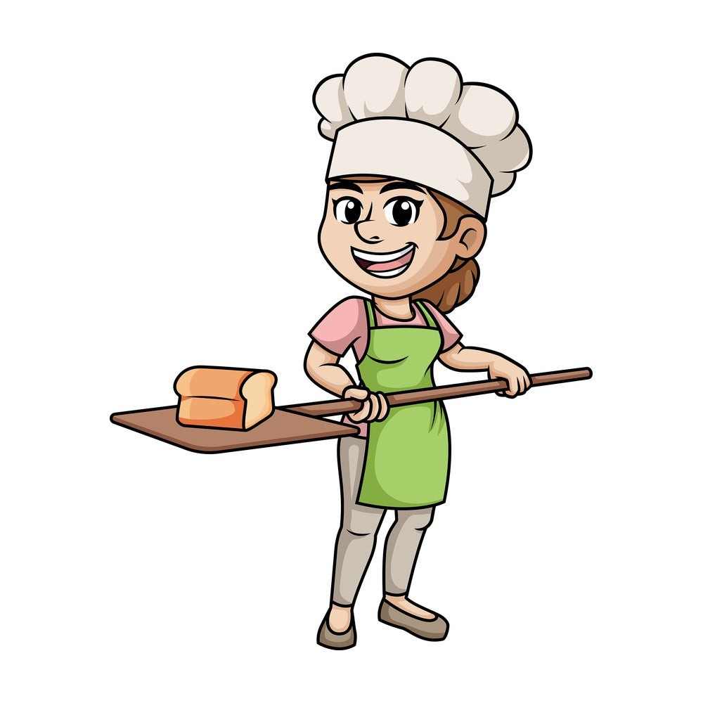 Woman baking bread. PNG - JPG and vector EPS (infinitely scalable). Image isolated on transparent background.
