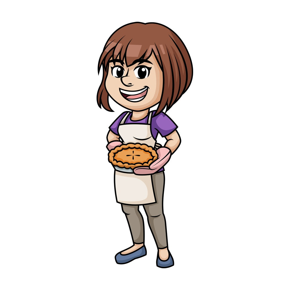Woman holding baked apple pie. PNG - JPG and vector EPS (infinitely scalable). Image isolated on transparent background.
