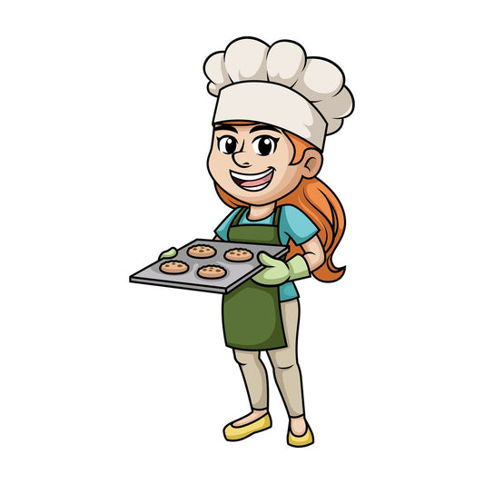 Woman baking cookies. PNG - JPG and vector EPS (infinitely scalable). Image isolated on transparent background.