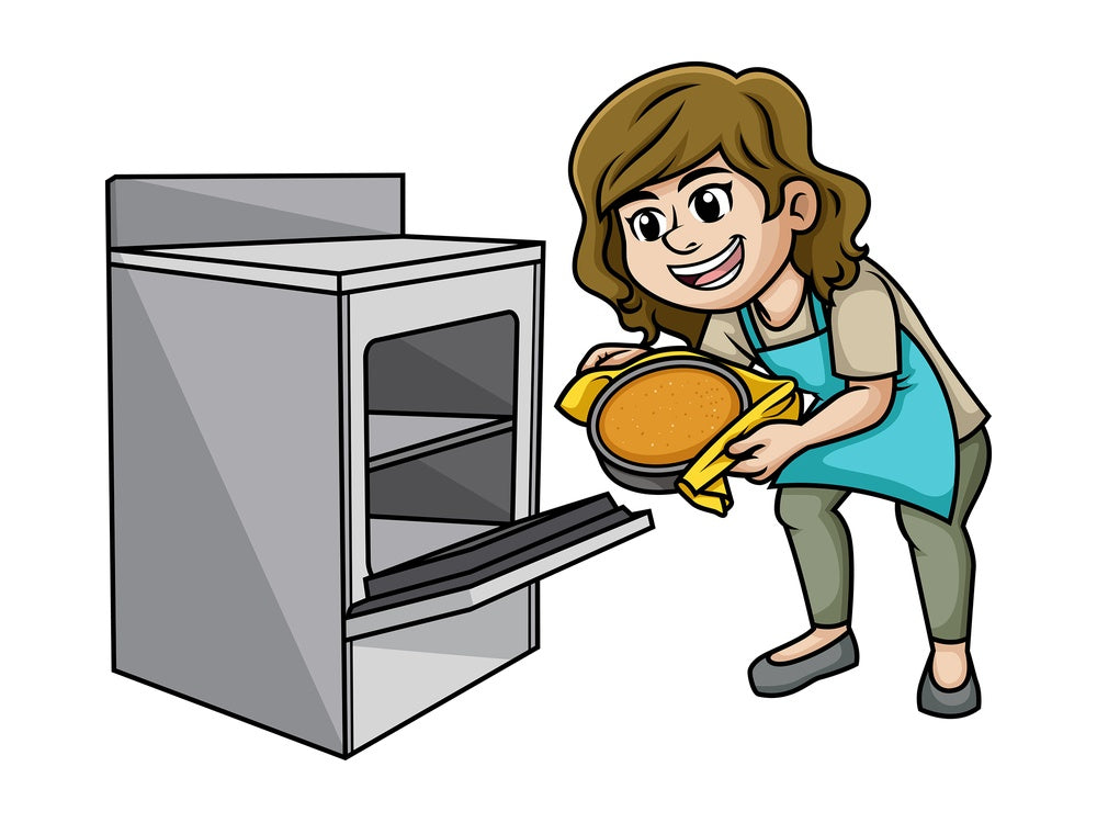 Woman baking cake. PNG - JPG and vector EPS (infinitely scalable). Image isolated on transparent background.