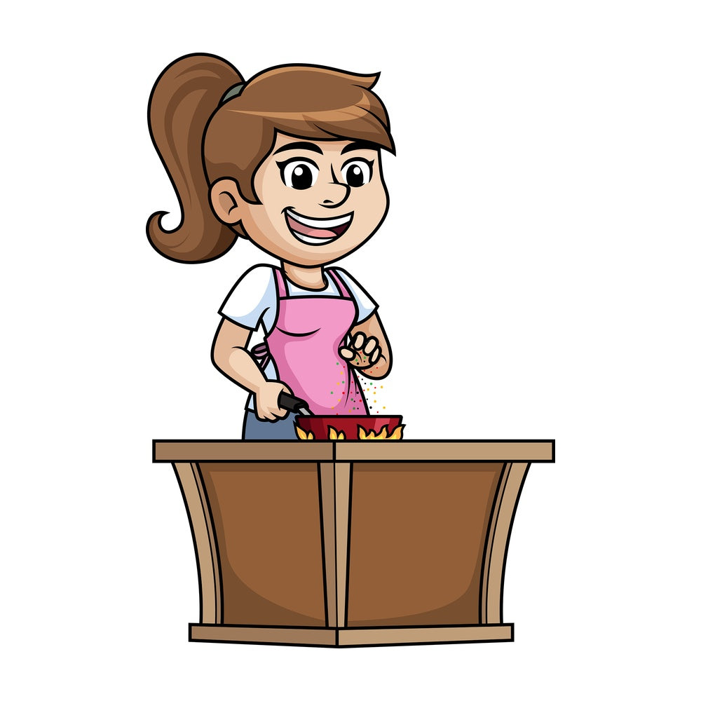Woman salting food. PNG - JPG and vector EPS (infinitely scalable).