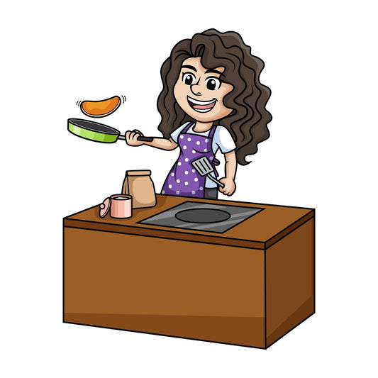 Woman making pancakes. PNG - JPG and vector EPS (infinitely scalable).