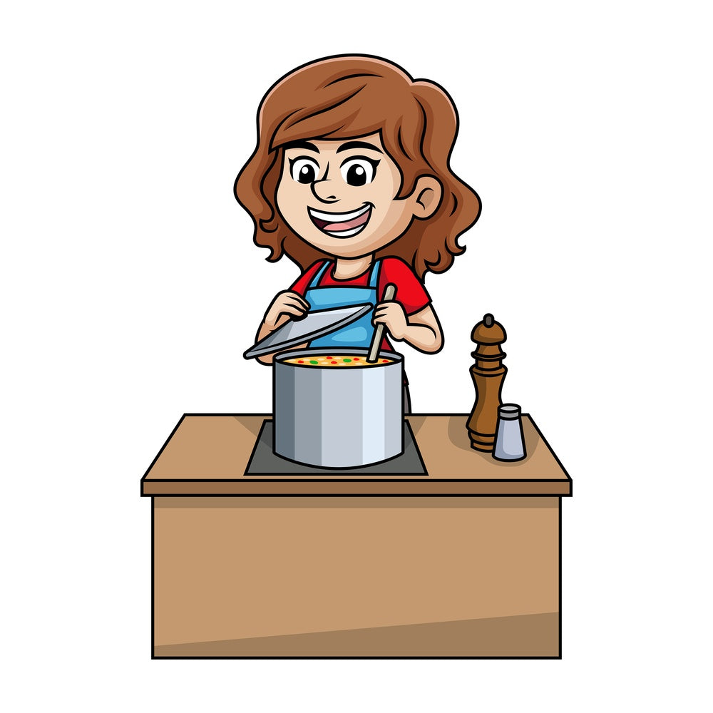Woman cooking soup. PNG - JPG and vector EPS (infinitely scalable).