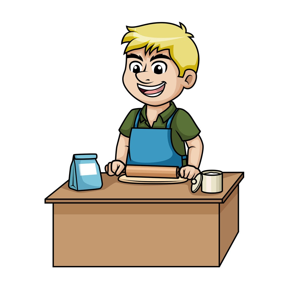 Man making pizza dough. PNG - JPG and vector EPS (infinitely scalable). Image isolated on transparent background.