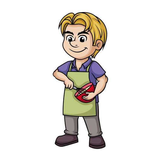 Man whisking batter. PNG - JPG and vector EPS (infinitely scalable). Image isolated on transparent background.