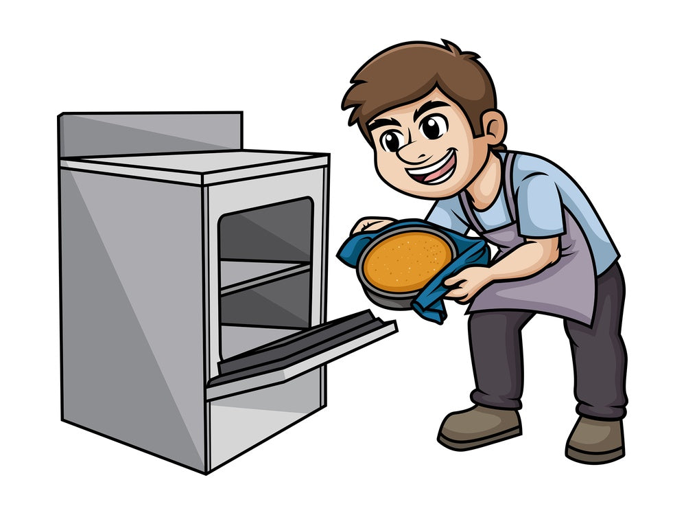 Man baking a cake. PNG - JPG and vector EPS (infinitely scalable). Image isolated on transparent background.